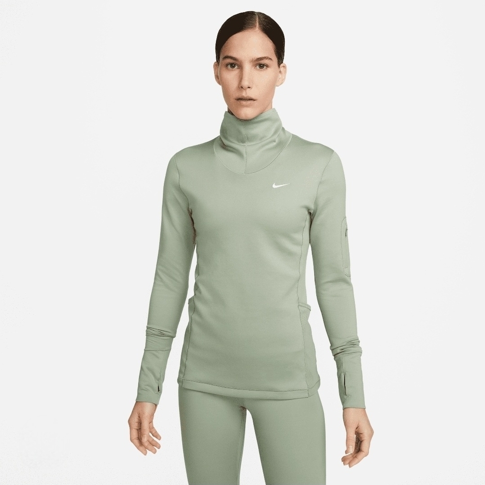 Nike Women's Sage Green High-Neck Sweatshirt